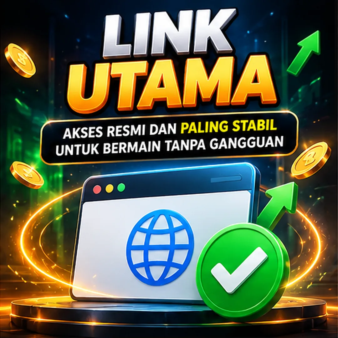 Ilustrasi Link Utama, ikon halaman website dengan tanda verifikasi hijau